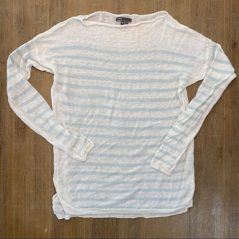 Vince. Striped linen sweater